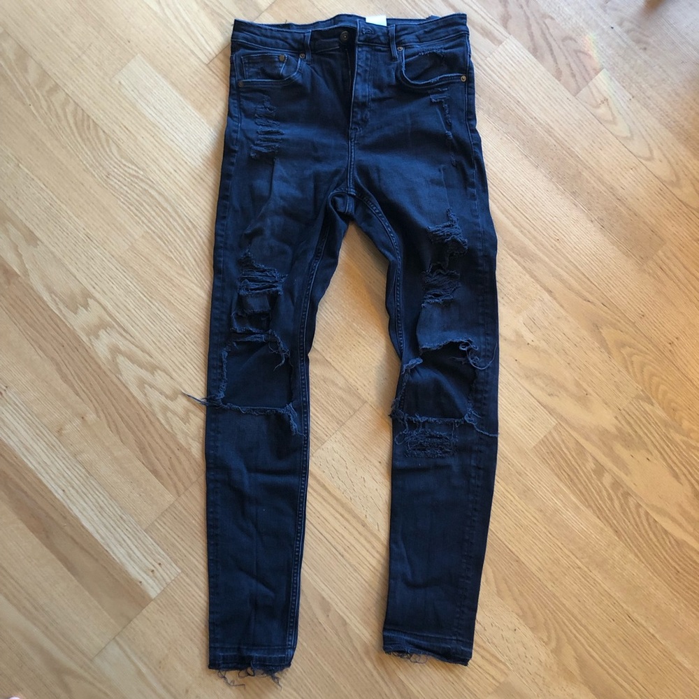 H&M Black Skinny Ripped Denim - 31/32